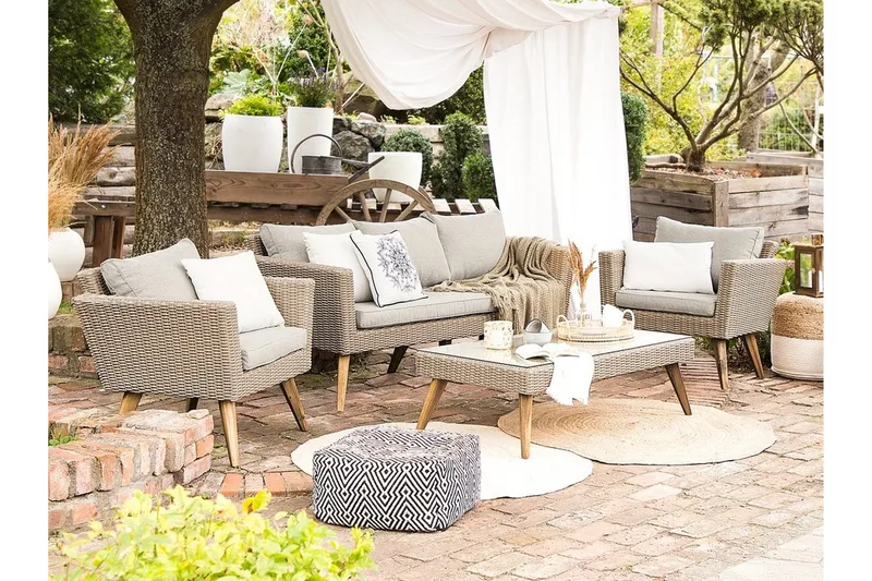 Vittoria xl  Loungegrupp Utomhus 120 cm - Trä/Natur - Utemöbler - Loungemöbler - Loungegrupp & Loungeset