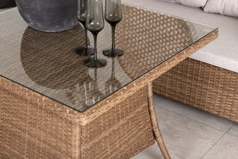 Watford Hörnsoffa Utomhus med Utebord - Brun/Natur - Utemöbler - Loungemöbler - Loungegrupp & Loungeset