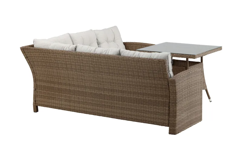 Watford Hörnsoffa Utomhus med Utebord - Brun/Natur - Utemöbler - Loungemöbler - Loungegrupp & Loungeset