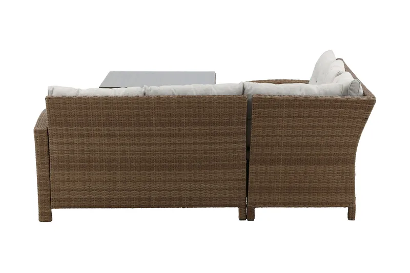 Watford Hörnsoffa Utomhus med Utebord - Brun/Natur - Utemöbler - Loungemöbler - Loungegrupp & Loungeset