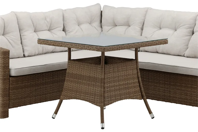 Watford Hörnsoffa Utomhus med Utebord - Brun/Natur - Utemöbler - Loungemöbler - Loungegrupp & Loungeset