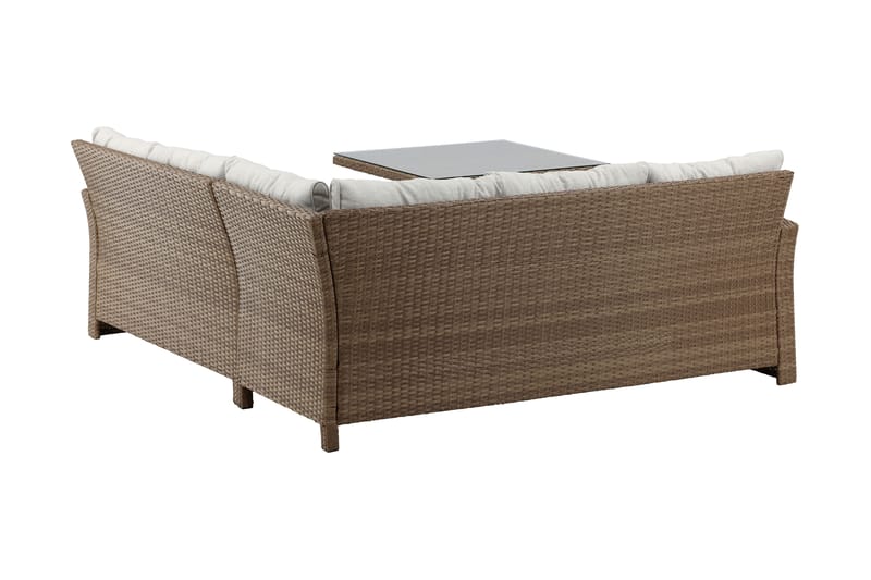 Watford Hörnsoffa Utomhus med Utebord - Brun/Natur - Utemöbler - Loungemöbler - Loungegrupp & Loungeset
