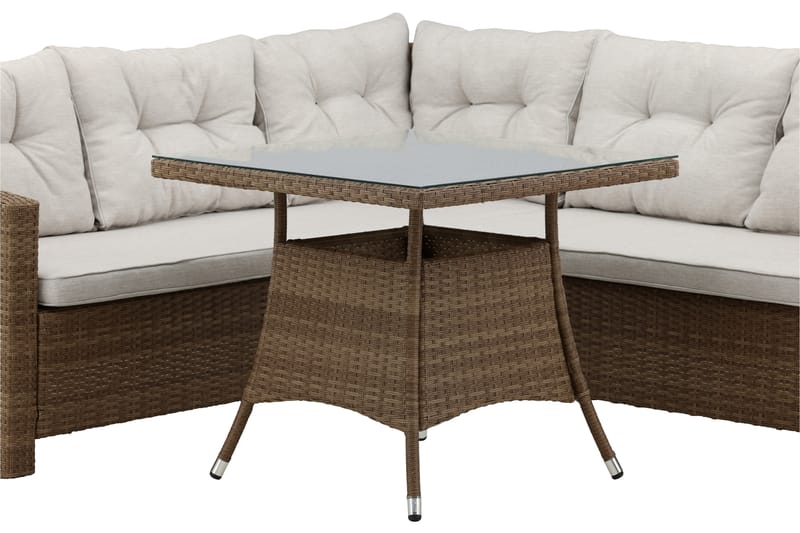 Watford Hörnsoffa Utomhus med Utebord - Brun/Natur - Utemöbler - Loungemöbler - Loungegrupp & Loungeset