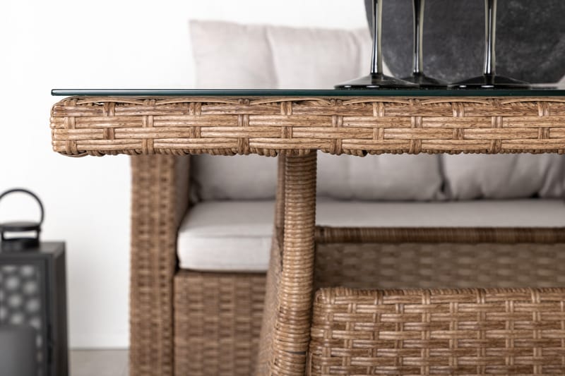 Watford Hörnsoffa Utomhus med Utebord - Brun/Natur - Utemöbler - Loungemöbler - Loungegrupp & Loungeset
