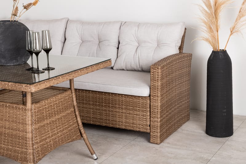 Watford Hörnsoffa Utomhus med Utebord - Brun/Natur - Utemöbler - Loungemöbler - Loungegrupp & Loungeset