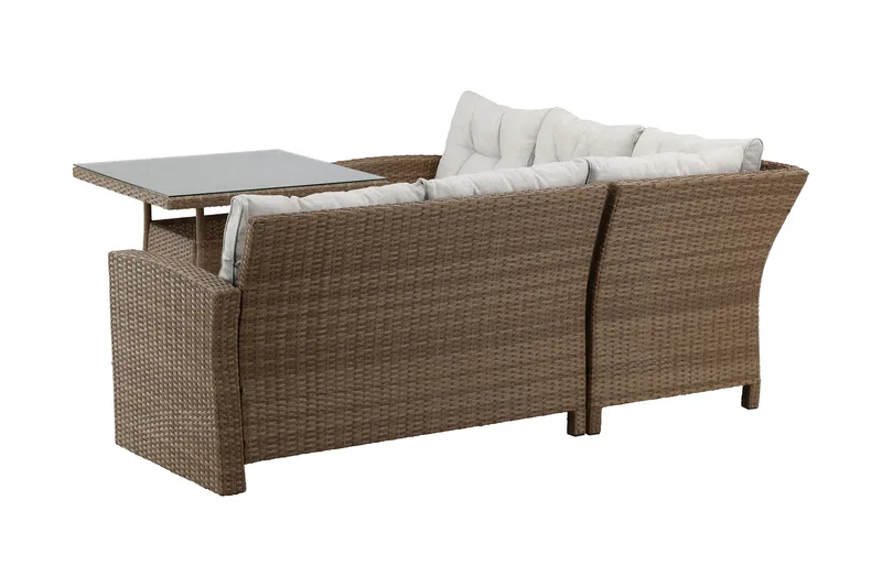 Watford Hörnsoffa Utomhus med Utebord - Brun/Natur - Utemöbler - Loungemöbler - Loungegrupp & Loungeset