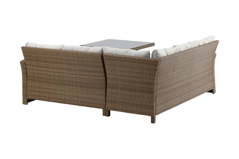 Watford Hörnsoffa Utomhus med Utebord - Brun/Natur - Utemöbler - Loungemöbler - Loungegrupp & Loungeset