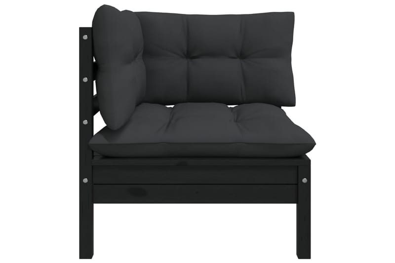 806632 TrädgårdsHörnsoffa Utomhus med kuddar vit massiv furu - Svart - Utemöbler - Loungemöbler - Loungesoffa