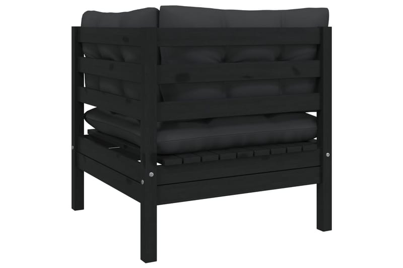 806632 TrädgårdsHörnsoffa Utomhus med kuddar vit massiv furu - Svart - Utemöbler - Loungemöbler - Loungesoffa
