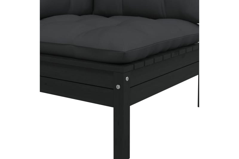 806632 TrädgårdsHörnsoffa Utomhus med kuddar vit massiv furu - Svart - Utemöbler - Loungemöbler - Loungesoffa