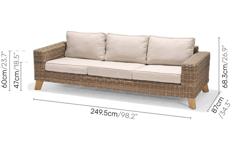 Bahamas 3-sits Soffa - Beige - Loungesoffa - Utesoffa