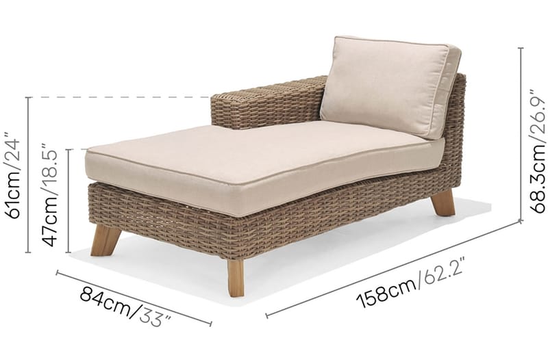 Bahamas Utesoffa med Armstöd Höger - Beige - Utemöbler - Loungemöbler - Loungesoffa