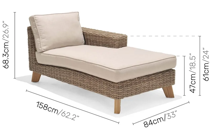 Barbados Utesoffa med Armstöd Vänster - Beige - Utemöbler - Loungemöbler - Loungesoffa