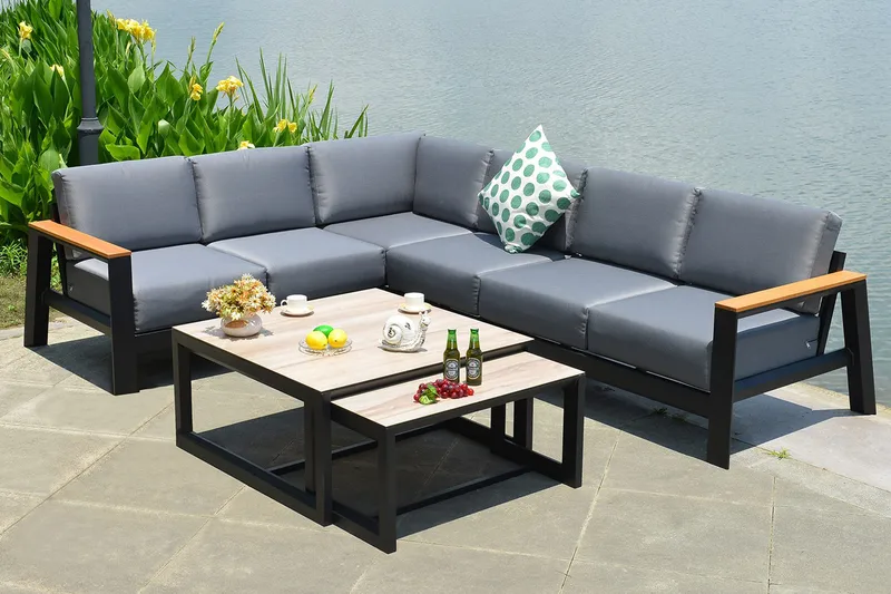 Felino Utesoffagrup med Hörnsoffa Utomhus Svart, undefined