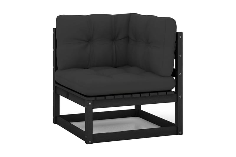 Hörnsoffa Utomhus med antracit dynor massiv furu - Svart - Utemöbler - Loungemöbler - Loungesoffa
