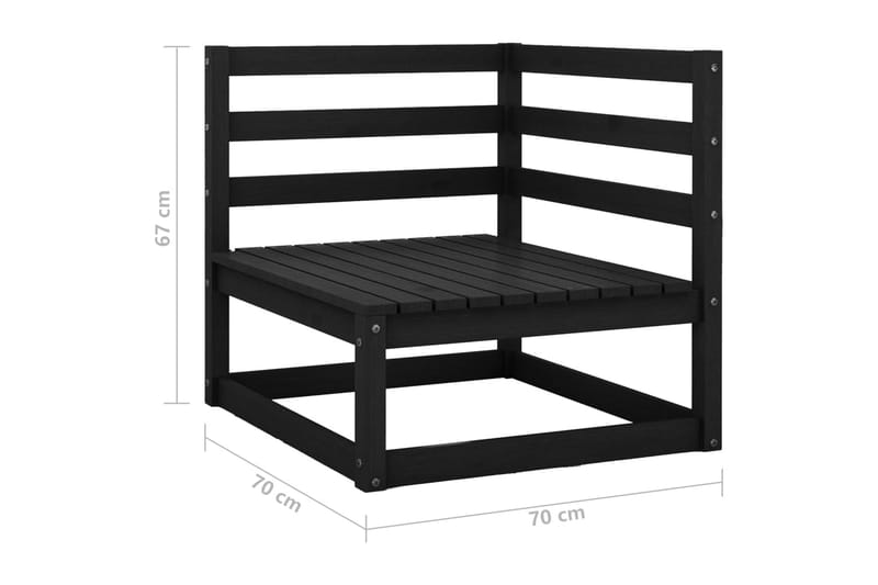 Hörnsoffa Utomhus med antracit dynor massiv furu - Svart - Utemöbler - Loungemöbler - Loungesoffa