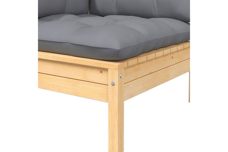 Hörnsoffa Utomhus med gråa dynor massiv furu - Grå - Utemöbler - Loungemöbler - Loungesoffa