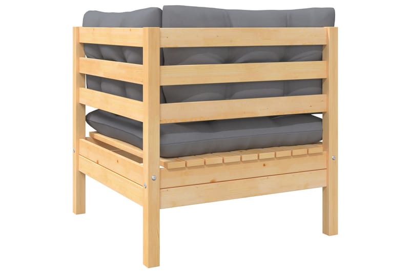 Hörnsoffa Utomhus med gråa dynor massiv furu - Grå - Utemöbler - Loungemöbler - Loungesoffa