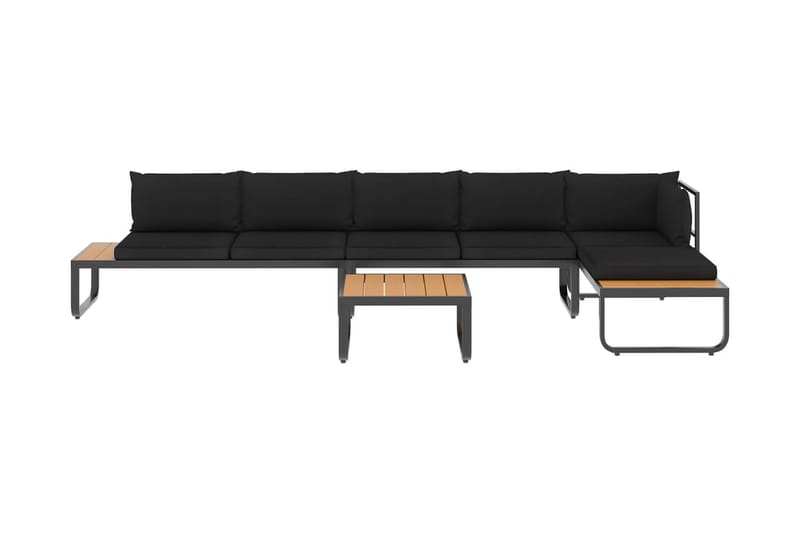 Hörnsoffa Utomhus set med dynor 4 delar aluminium och WPC - Grå - Utemöbler - Loungemöbler - Loungesoffa