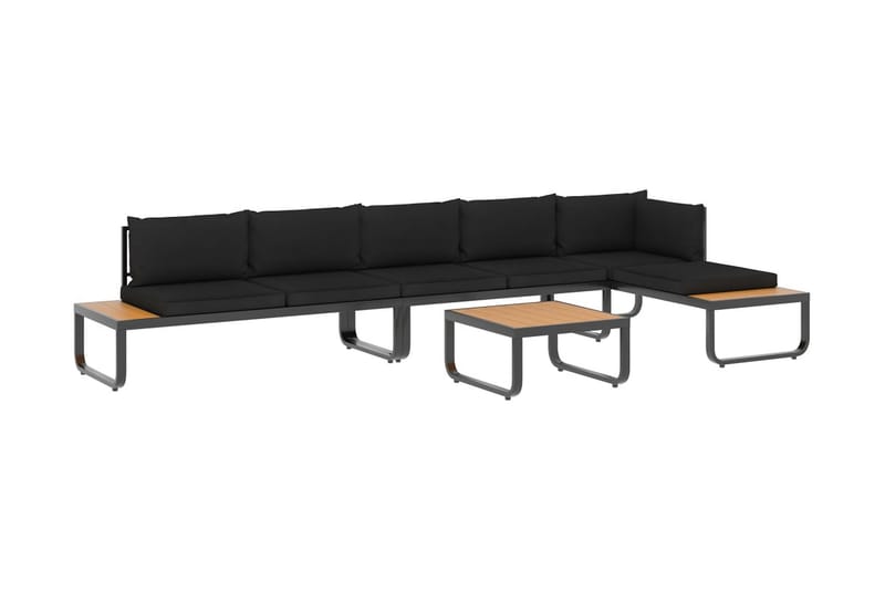 Hörnsoffa Utomhus set med dynor 4 delar aluminium och WPC - Grå - Utemöbler - Loungemöbler - Loungesoffa
