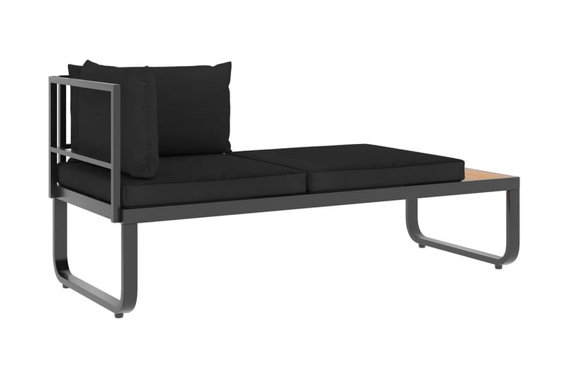 Hörnsoffa Utomhus set med dynor 4 delar aluminium och WPC - Grå - Utemöbler - Loungemöbler - Loungesoffa