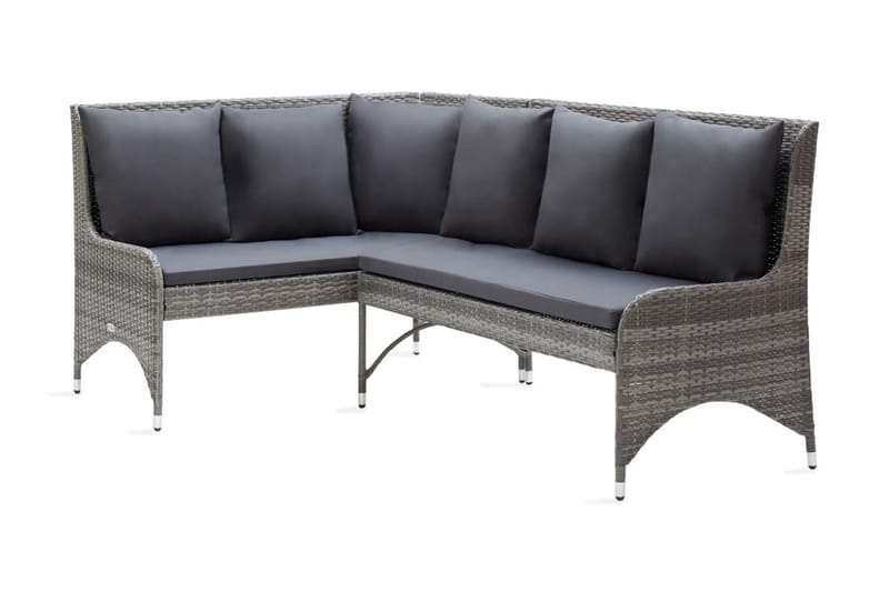 Hörnsoffor för trädgården 2 st konstrotting grå - Grå - Utemöbler - Loungemöbler - Loungesoffa