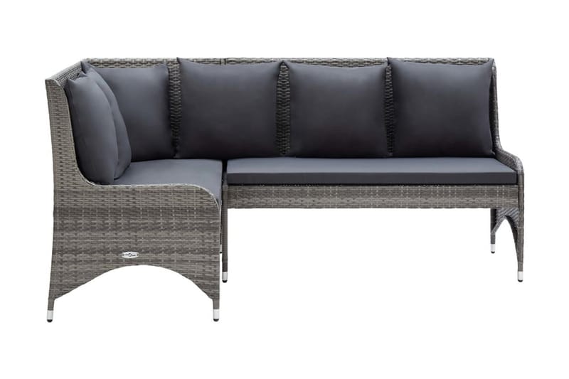 Hörnsoffor för trädgården 2 st konstrotting grå - Grå - Utemöbler - Loungemöbler - Loungesoffa
