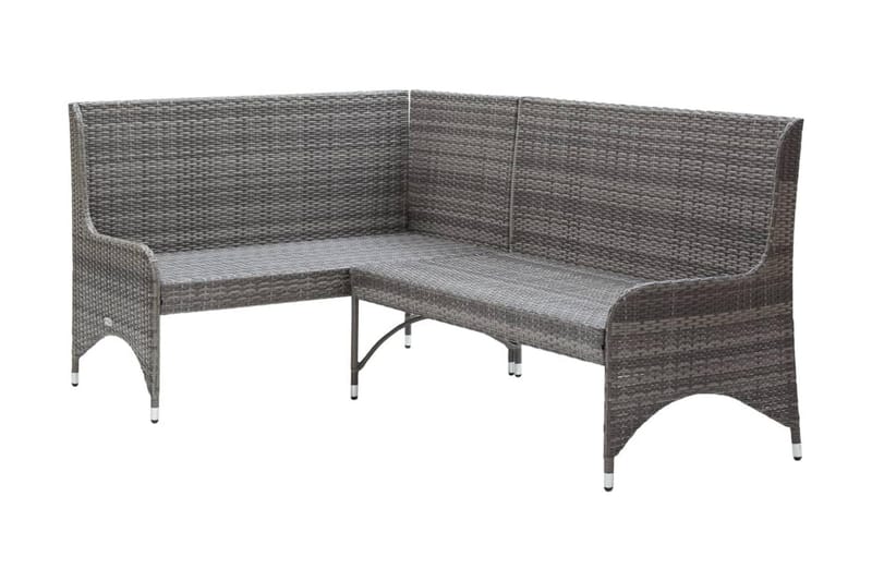 Hörnsoffor för trädgården 2 st konstrotting grå - Grå - Utemöbler - Loungemöbler - Loungesoffa