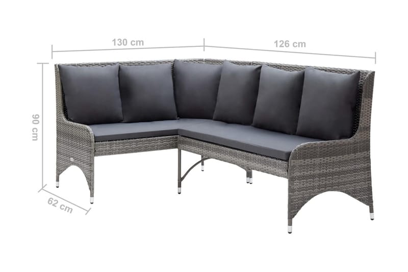 Hörnsoffor för trädgården 2 st konstrotting grå - Grå - Utemöbler - Loungemöbler - Loungesoffa