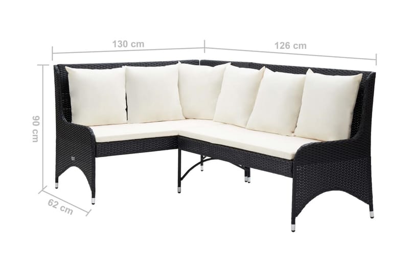Hörnsoffor för trädgården 2 st konstrotting svart - Svart - Utemöbler - Loungemöbler - Loungesoffa