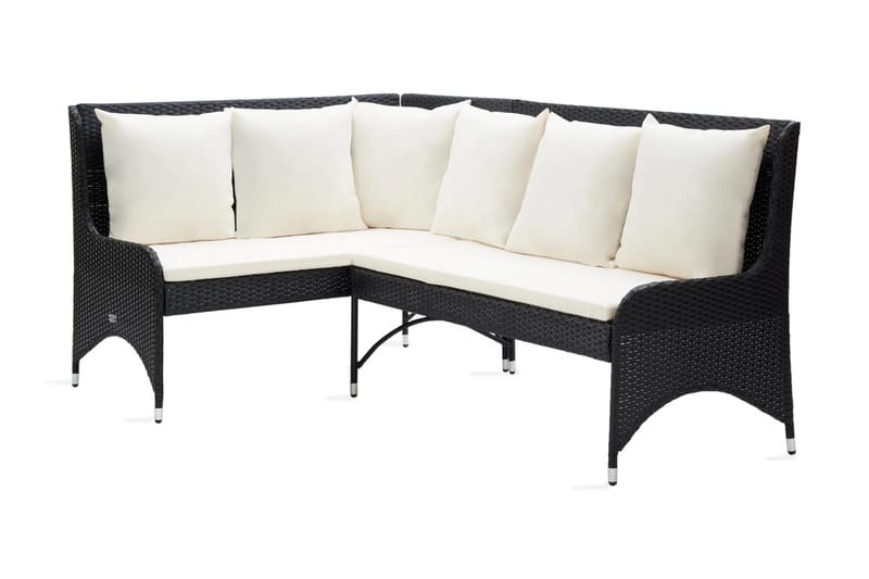 Hörnsoffor för trädgården 2 st konstrotting svart - Svart - Utemöbler - Loungemöbler - Loungesoffa
