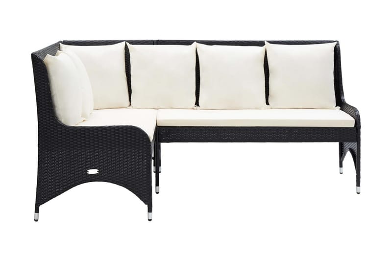 Hörnsoffor för trädgården 2 st konstrotting svart - Svart - Utemöbler - Loungemöbler - Loungesoffa
