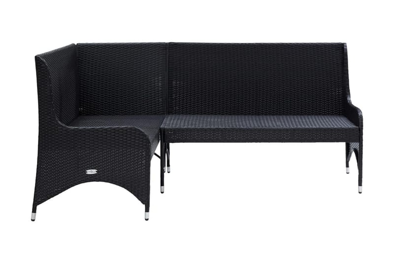 Hörnsoffor för trädgården 2 st konstrotting svart - Svart - Utemöbler - Loungemöbler - Loungesoffa