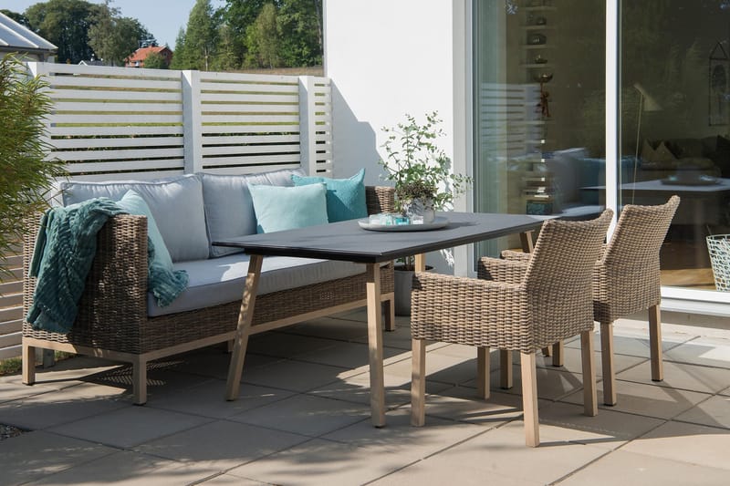 Hillerstorp Fyrsnäs 3-Sits Utesoffa - Grå|Brun - Utemöbler - Loungemöbler - Loungesoffa