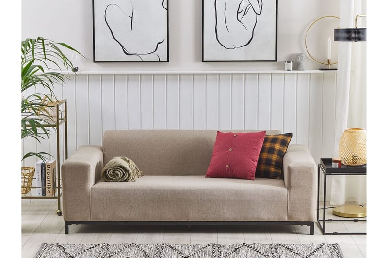 Hughen 3-sits Utesoffa - Beige/Svart - Utemöbler - Loungemöbler - Loungesoffa