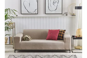 Hughen 3-sits Utesoffa - Beige/Svart - Utemöbler - Loungemöbler - Loungesoffa