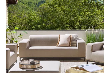 Hughen 3-sits Utesoffa - Beige/Svart - Utemöbler - Loungemöbler - Loungesoffa