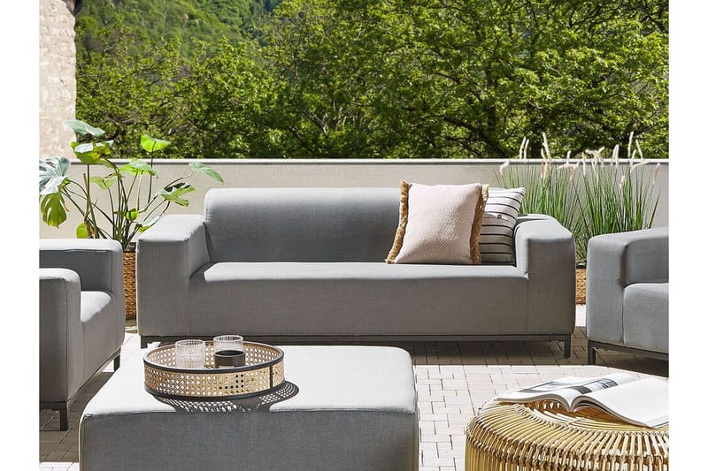 Hughen 3-sits Utesoffa - Grå/Svart - Utemöbler - Loungemöbler - Loungesoffa