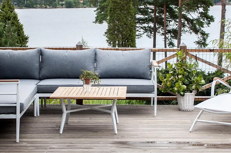 Mexico Hörnsoffa Utomhus - Vit - Utemöbler - Utesoffa - Trädgårdssoffa