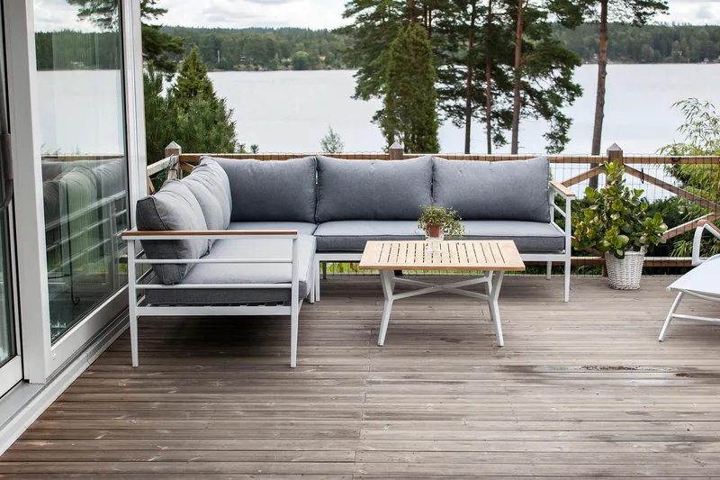 Mexico Hörnsoffa Utomhus - Vit - Utemöbler - Utesoffa - Trädgårdssoffa