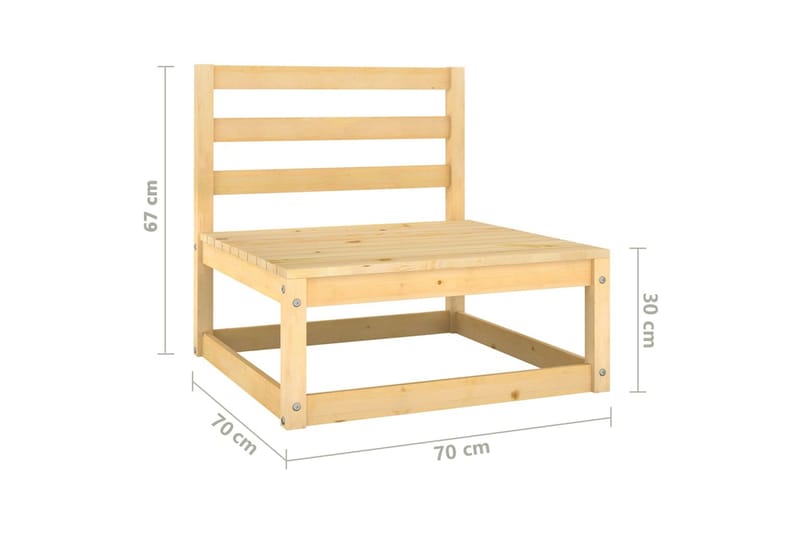Mittensoffor 2 st med dynor massiv furu - Grå - Utemöbler - Loungemöbler - Loungesoffa