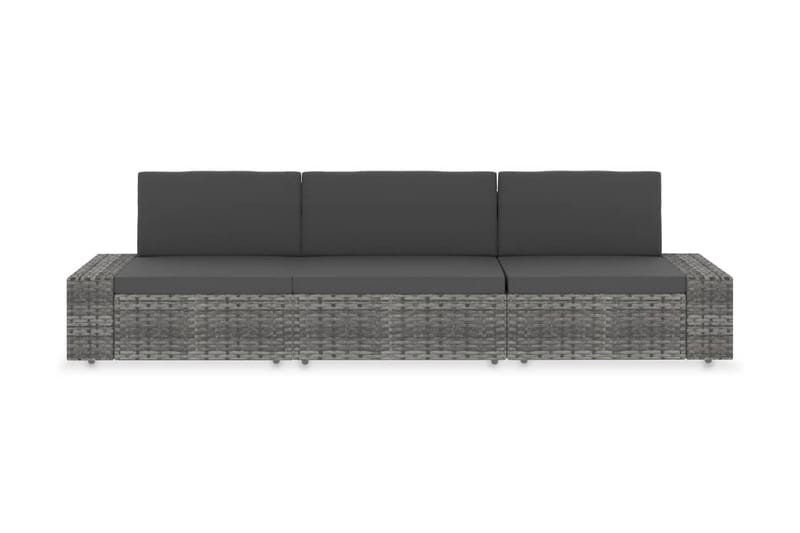 Modulsoffa Utomhus 3-sits konstrotting grå - Grå - Utemöbler - Loungemöbler - Loungesoffa