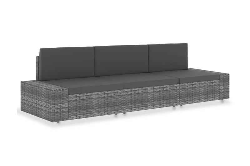 Modulsoffa Utomhus 3-sits konstrotting grå - Grå - Utemöbler - Loungemöbler - Loungesoffa