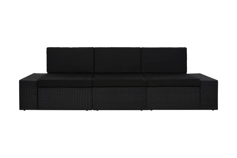 Modulsoffa Utomhus 3-sits konstrotting svart - Svart - Utemöbler - Loungemöbler - Loungesoffa