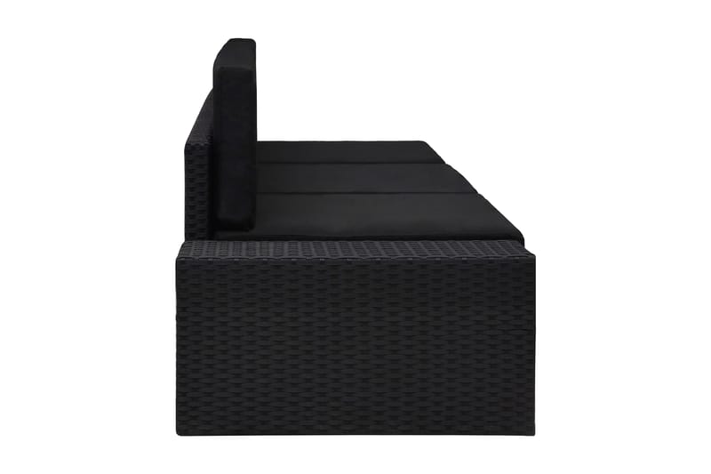 Modulsoffa Utomhus 3-sits konstrotting svart - Svart - Utemöbler - Loungemöbler - Loungesoffa