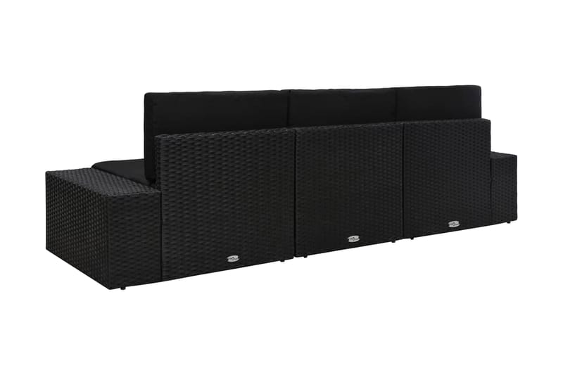 Modulsoffa Utomhus 3-sits konstrotting svart - Svart - Utemöbler - Loungemöbler - Loungesoffa