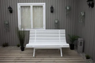 Norvald Trädgårdsbänk 140 cm - Vit - Utemöbler - Utesoffa - Trädgårdsbänk & utebänk