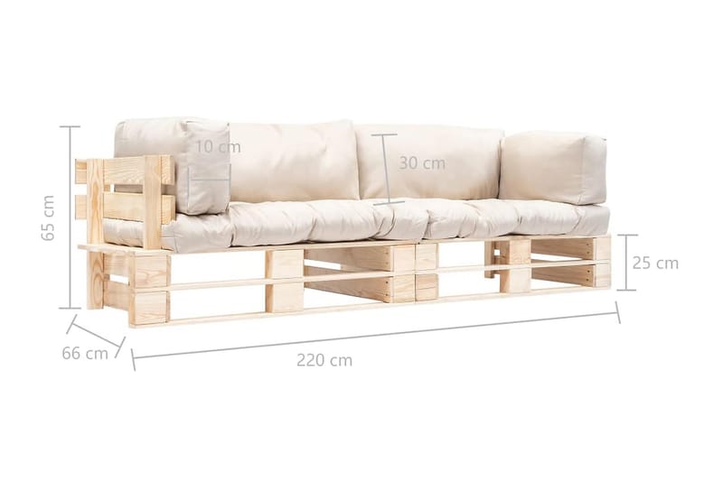 Pallsoffa Utomhus 2 delar med sandfärgade dynor furu - Beige - Utemöbler - Loungemöbler - Loungesoffa