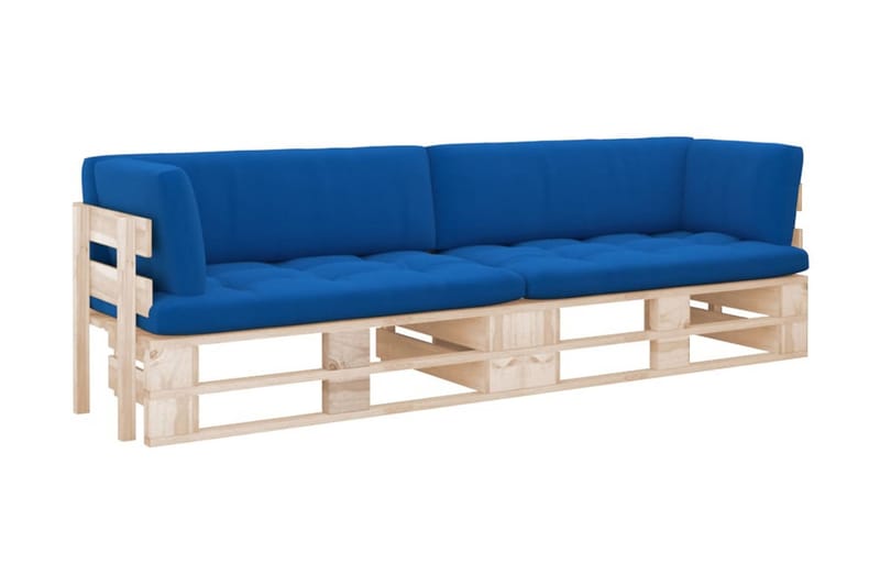 Pallsoffa Utomhus 2-sits med dynor impregnerad furu - Brun - Utemöbler - Loungemöbler - Loungesoffa