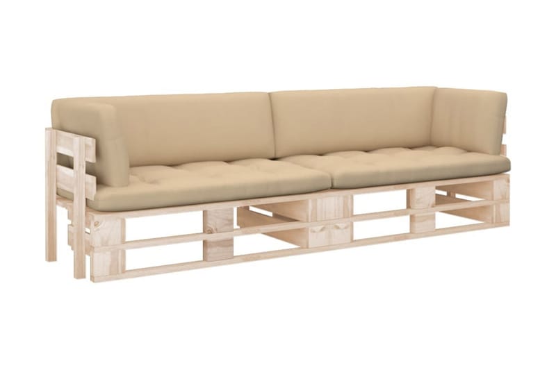 Pallsoffa Utomhus 2-sits med dynor impregnerad furu - Brun - Utemöbler - Loungemöbler - Loungesoffa